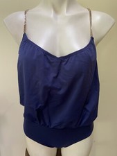 NWOT Vince Camuto navy blue Blouson Top Chain bathing suit size 6