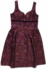 Talbots Dress Floral Sweetheart Sleeveless SILK Maroon Women’s Size 12P NEW
