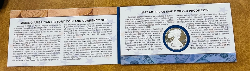 Juego de monedas y monedas American Eagle 2012 S Making American History. Foto 3 de 4