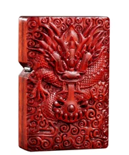 Natural Rosewood Carved Dragon Lighter Box For Zippo Insert Kit(Case Only) W