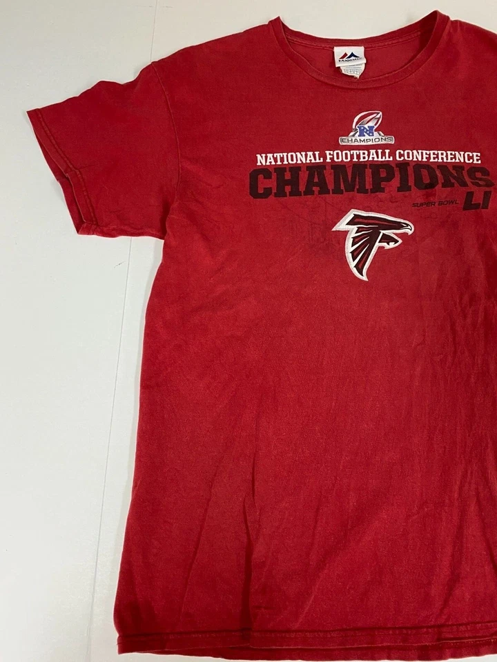 Camisa grande de los Atlanta Falcons para hombre roja majestuosa campeones de la NFL Foto 3 de 4