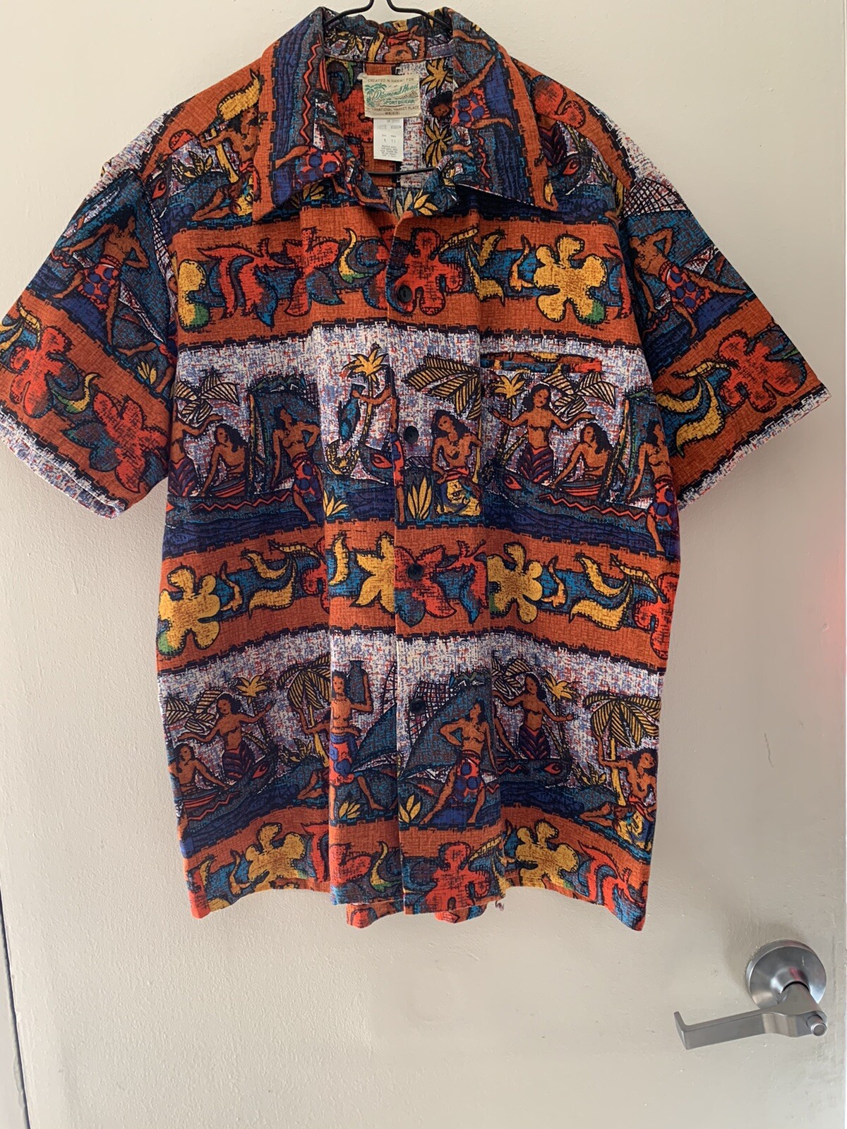 Diamond Head Sportswear Vintage Hawaiian Shirt, Neon Psychedelic Aloha Shirt