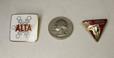 Vintage Lot Of 2 Skiing Resort Alta and Mont Gabriel Lodge Lapel/ Hat Pins