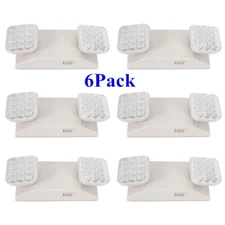 LED Emergency Light Commercial Adjustable 2 Head Battery Backup UL Listed 6 Pack
