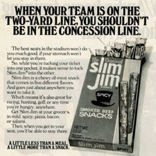 1975 Vintage Print Ad The Original Slim Jim Spicy Smoked Beef Snacks Team 2 Yard