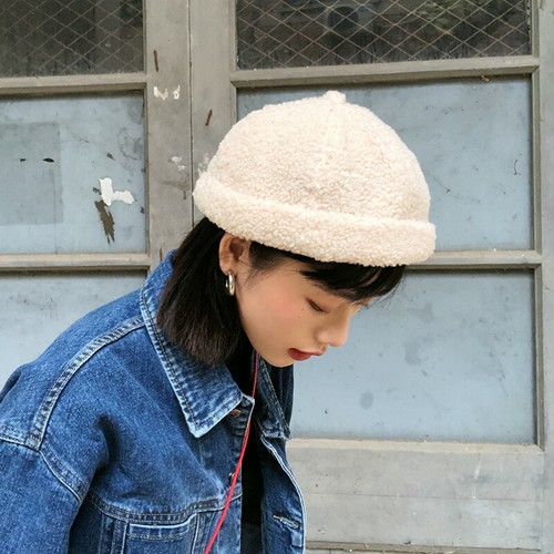 Women Skullcap Sailor Hat Fleece Cap 