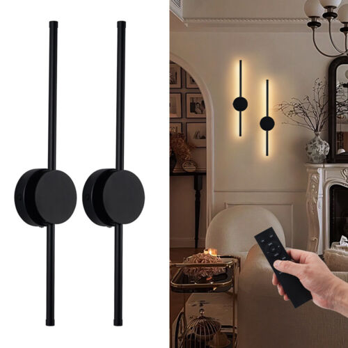 2x Battery Operate Wall Sconce Dimmable Rechargeable with Remote LED Wall Light
