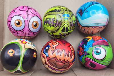 Set of 6 Bad Balls Foam Mad Ball Vending Machine Prize Toy VTG Y2K Monster KO