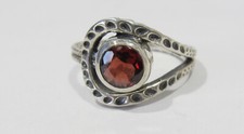 925 Silver Faceted Garnet Ring 8