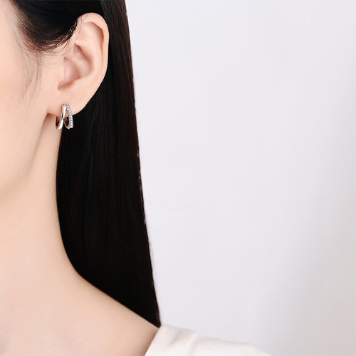 0.15ct Moissanite Hoop Huggie Earrings for Women 925 Sterling Silver Pass Tester - Bild 5 von 7