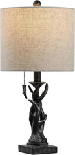 20.5" Antique Black Rustic Antler Table Lamp for Bedroom Farmhouse Decor, Mini F
