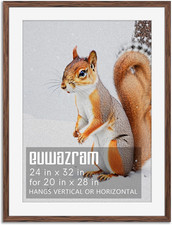 Rustic Walnut 24x32 Frame with Mat for 20x28 Art, Photos  Posters