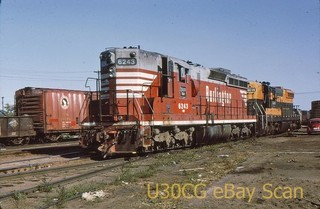 L Original Slide BN Burlington Northern SD24 6243 CB&Q Mpls MN 1971