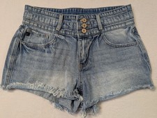 KanCan Womens Denim Shorts Size 7 / 27 Distressed High Rise 3 Buttons
