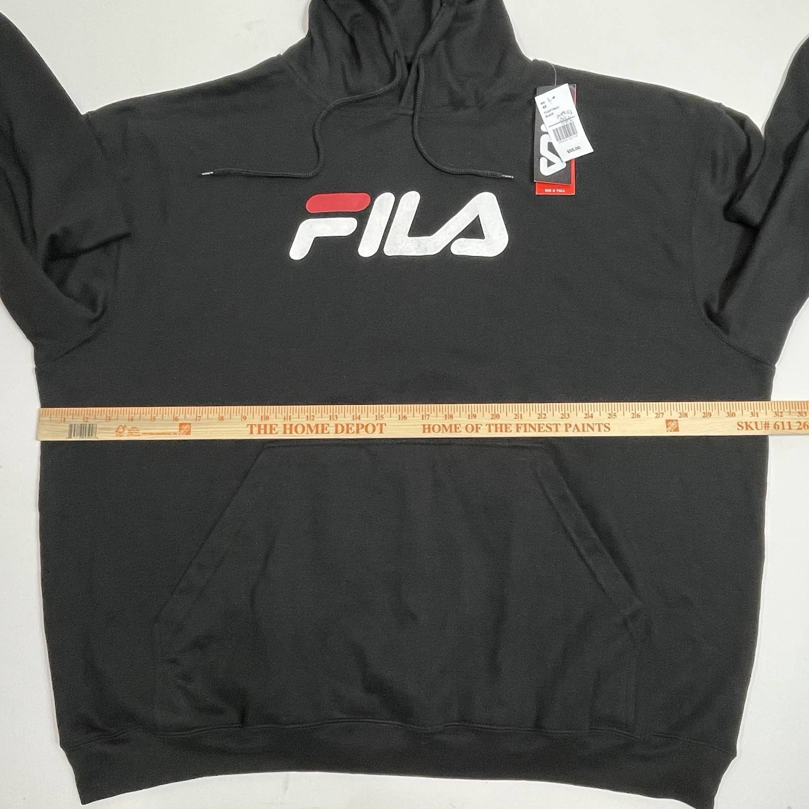 FILA Felpa con Cappuccio Uomo 4XL Nero Pullover Pile Nuova con etichette
