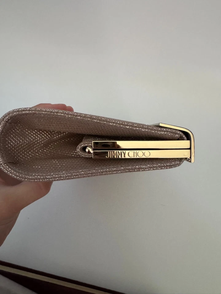 Bolso de Mano Jimmy Choo Cayla Polvo Rosa Brillo Malla Nuevo con Caja y Bolsa para el Polvo Foto 4 de 4