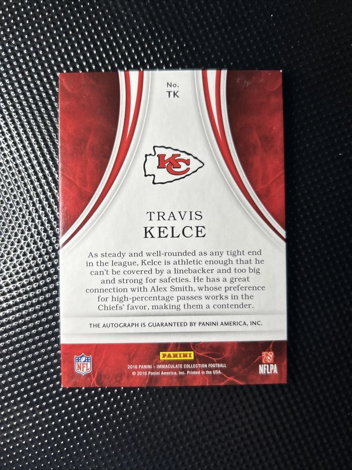 2016 Panini Immaculate Collection Travis Kelce Immaculate Eye Black AUTO # /99 - Image 2 of 3