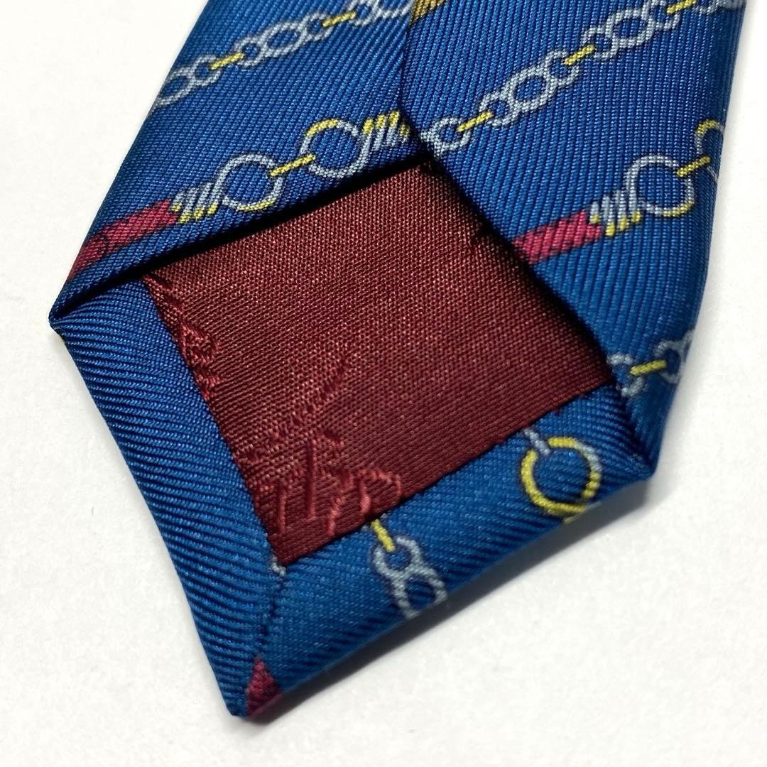Gucci Necktie Tie 100% Silk Blue Chain Striped Pattern 3.5 inches From Japan thumbnail 13