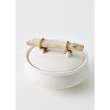 Anthropologie Small Mozu Trinket Dish Bowl With Lid White Ivory