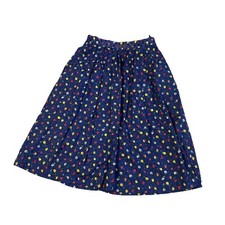 Vintage Sigi Scheiber Austrian Cotton Skirt Blue With Floral Embroidered Size 40