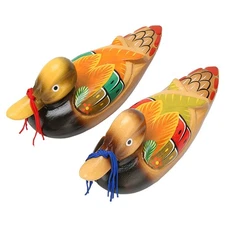 Topyond 1 Pair Wooden Duck Decor,Romantic Wooden Mandarin Duck Ornament Water...