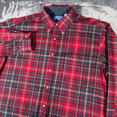 Vintage Pendleton Wool Shirt Men s Large Red Green McDougall Tartan USA 80s