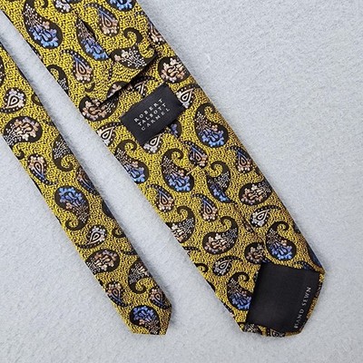 Robert Talbott Carmel Tie Mens One Size Yellow Paisley Silk Handsewn USA Classic