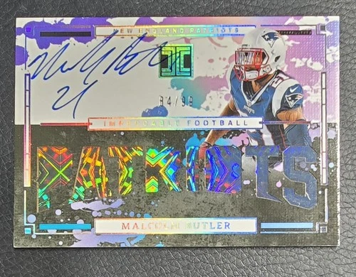 2025 Panini Impeccable Patriots Team Logo On Card Auto Malcolm Butler /99