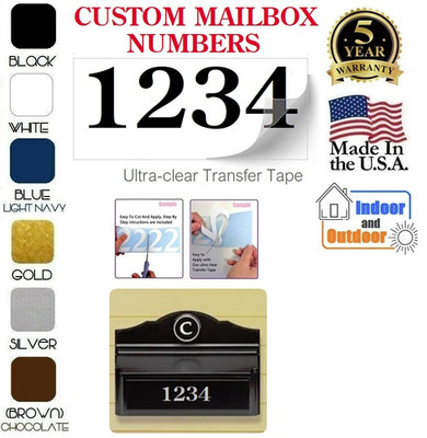 SET OF CUSTOM MADE PERSONALIZED VINYL DOOR,MAILBOX NUMBERS DECAL, (Model 10)