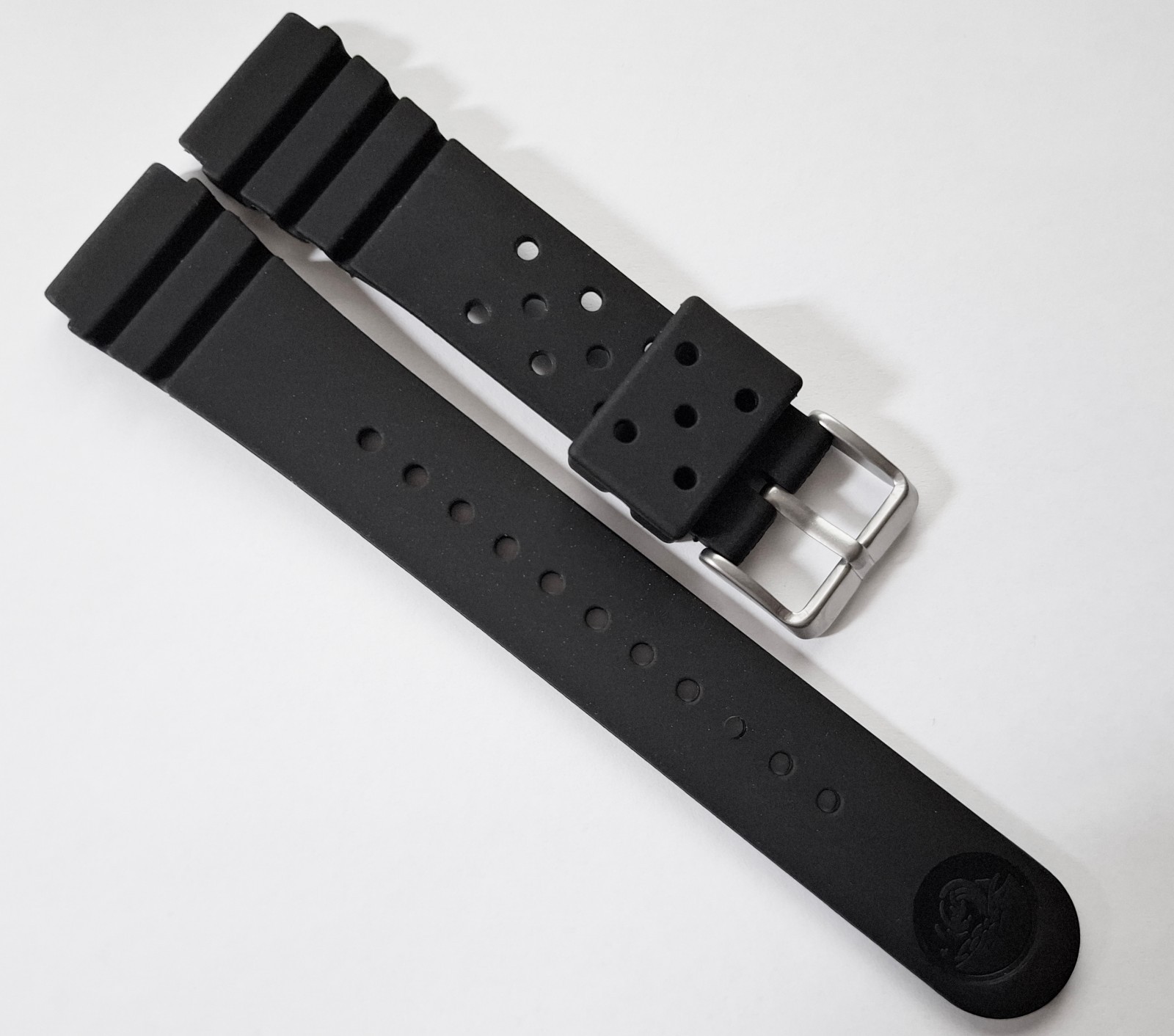 22MM BLACK RUBBER FLAT VENT DIVE DIVER'S WATCH BAND STRAP FOR SEIKO CITIZEN
