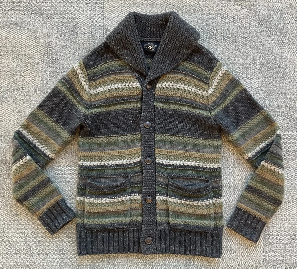 RRL Ralph Laure Wool Wool Linen Silk Blend Shawl Cardigan-MEN-S-RARE - Image 3 of 4