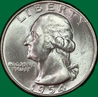 1954-D Washington Quarter Silver Brilliant Uncirculated BU Coin #40560