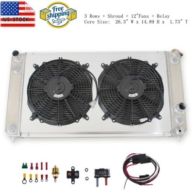 Racing 3Row Radiator Kit Fans Relay For 1996 2005 Chevy S10 Blazer AT MT 4.3L V6