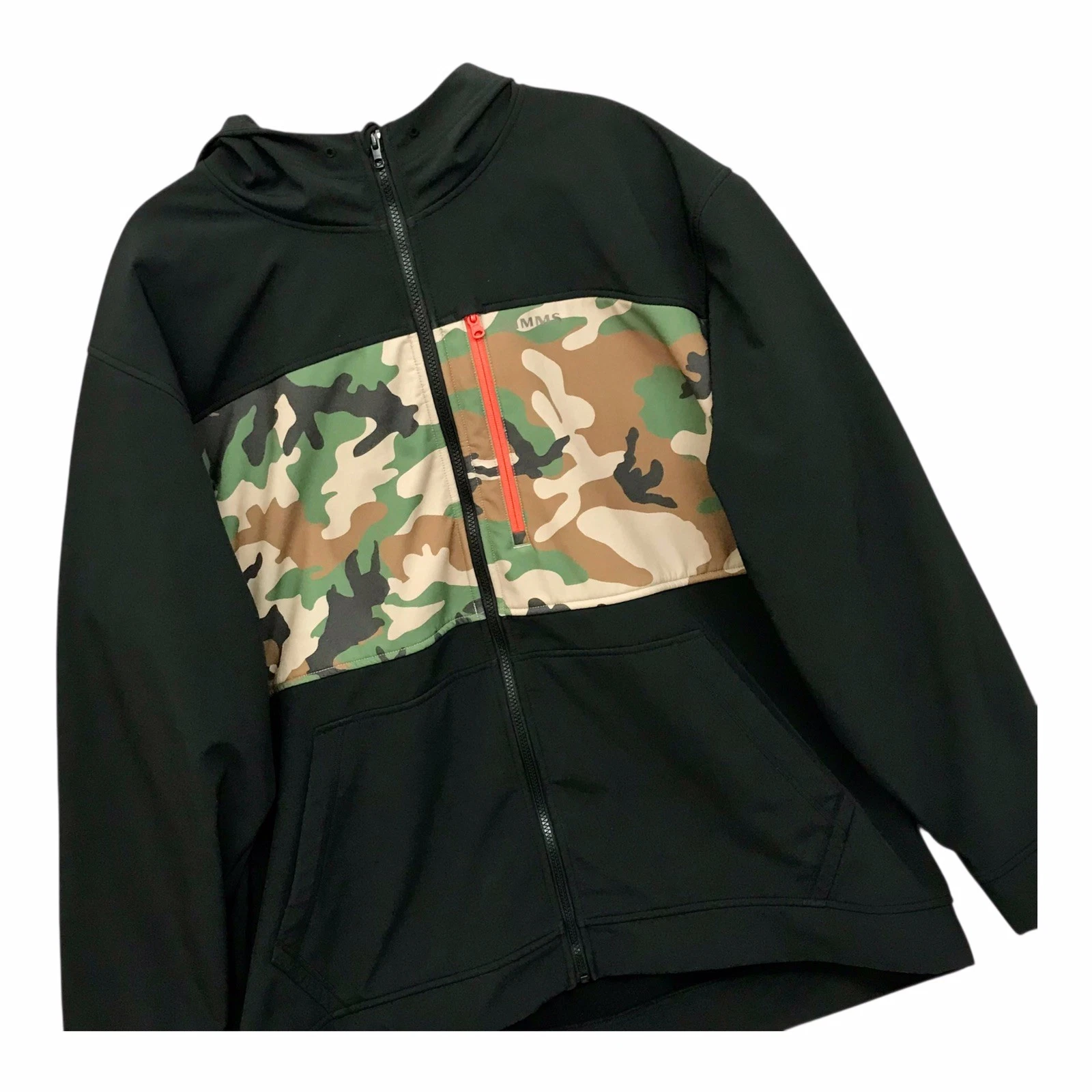 Simms Rogue Hooded Full Zip Softshell Fleece Jacket Black Camo Men’s Sz 3XL