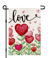 Valentines Day Garden Flags for Outside12x18 Double Sided Burlap, Anniversary.
