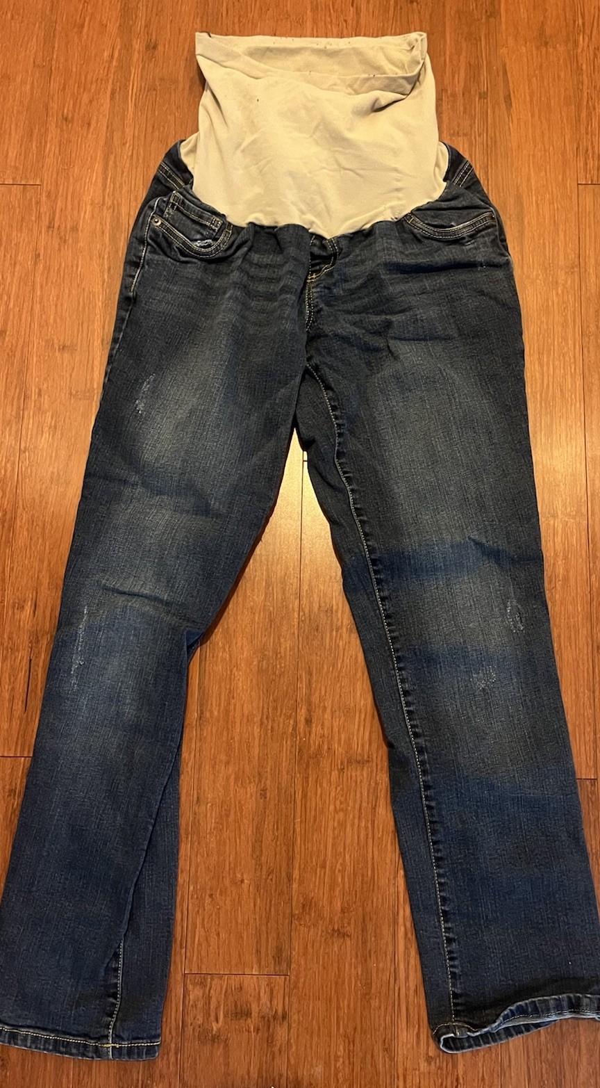 Oh Baby By Motherhood Size Large Full Panel Flare Stretch Denim Blue Jeans