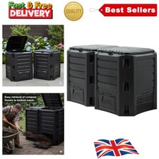800L Black Garden Compost Bin - Eco-Friendly Waste Converter & Storage Solution