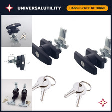 2PCS Keyed Alike T Handle Latch Lock - Black Coated for Cabinets, Garage, Drawer