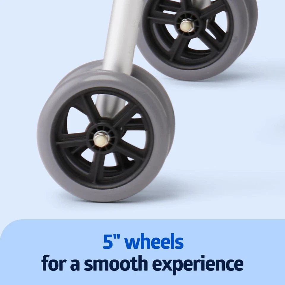 Andador plegable bariátrico de alta resistência con ruedas de 5" y asas duradera - Imagem 4 de 4