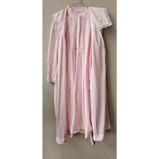 Vintage Willow Creek Fleece Cottagecore Robe Nightgown Lace Set Size S Pink