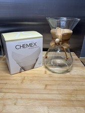 CHEMEX Classic 8 Cup Wood Neck Glass Filter Drip Coffee Maker With Filters