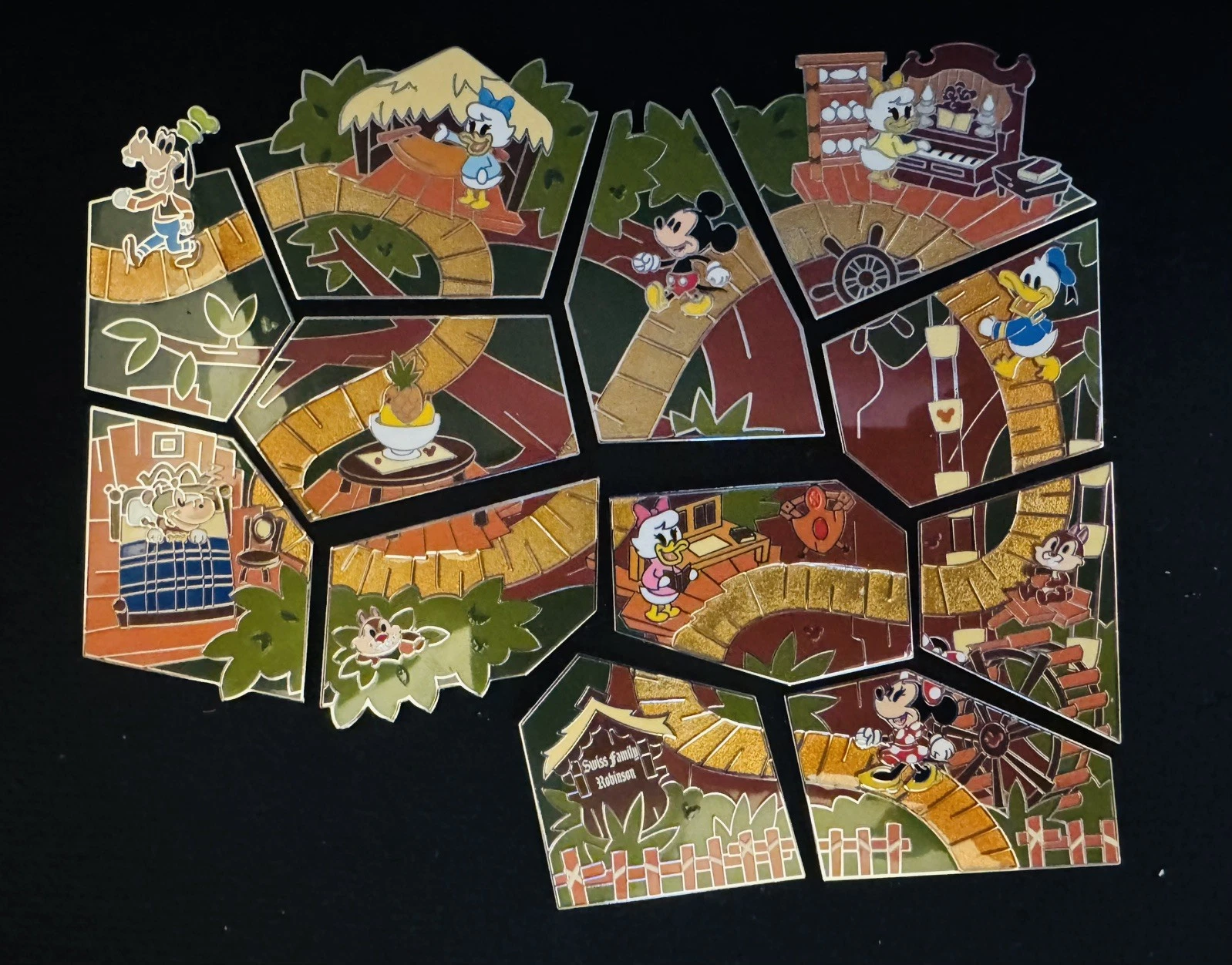 Disney Parks WDW Swiss Family Treehouse Attraction Puzzle Pin Set LE575 Complete