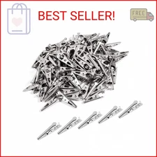 100PCS 1.06IN / 27mm Mini Metal Alligator Clips, Crocodile Clamps Silver Tone Ni