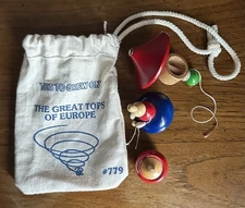 Vintage 3 Wooden Spinning Toy Tops Made In West Germany Great Tops Of Europe