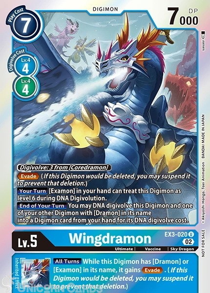 EX3-020 Wingdramon Uncommon HOLO FOIL Box Topper Card Mint Digimon Card
