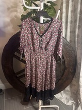 JOHNNY WAS 100% Silk Y2K Dress Black Pink Flo...