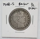 1908-S Barber Half Dollar Average Circ 90% Silver