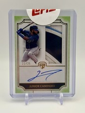 JUNIOR CAMINERO 2024 TOPPS DEFINITIVE ROOKIE GU PATCH AUTO GREEN RC /25