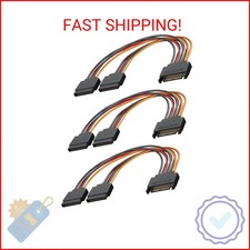 Mbiydeg 3-Pack 15 Pin SATA Power Splitter Cable, 8 Inch Sata Male to 2X Female C
