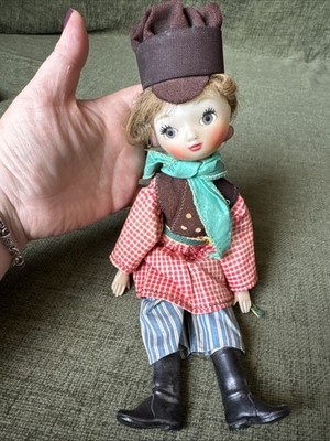 Russische Puppe Sowjetzeit, Junge CCCP, UDSSR Hartplastik. 12'' 1960/70er Jahre. M443
